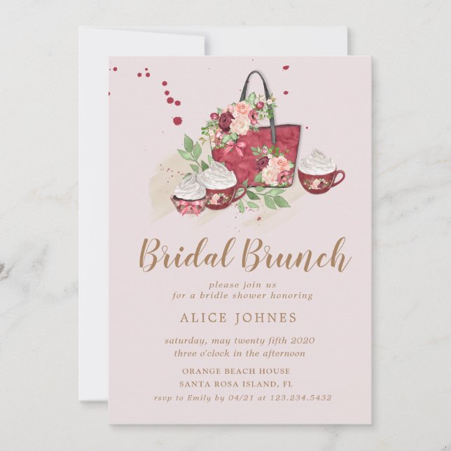 mignonne cupcake floral bridal brunch invitation (Devant)