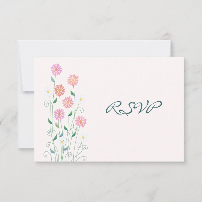 Mignonne Daisies de campagne Mariage simple RSVP (Devant)