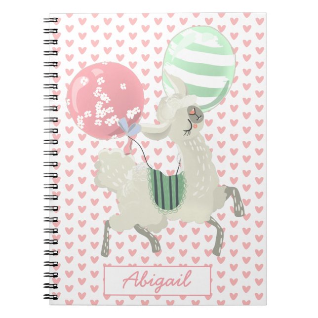 Mignonne Dancing Lama w. Ballons - Carnet pour enf (Devant)