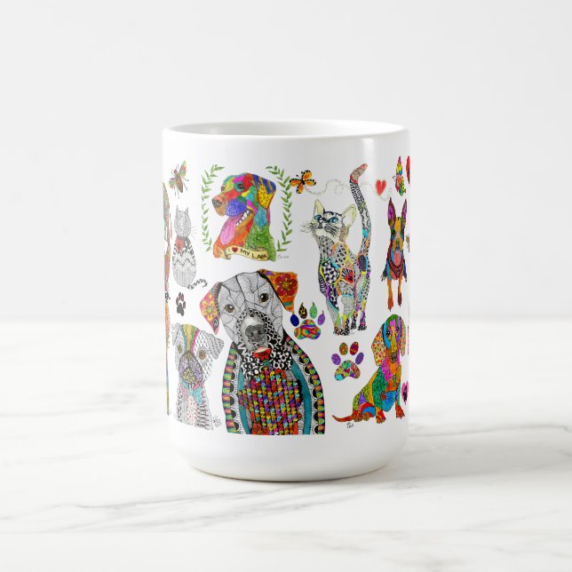 Mignonne et colorée association d'animaux Mug 15 o (Centre)