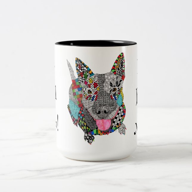 Mignonne et colorée Pit Bull Maman Mug (Centre)