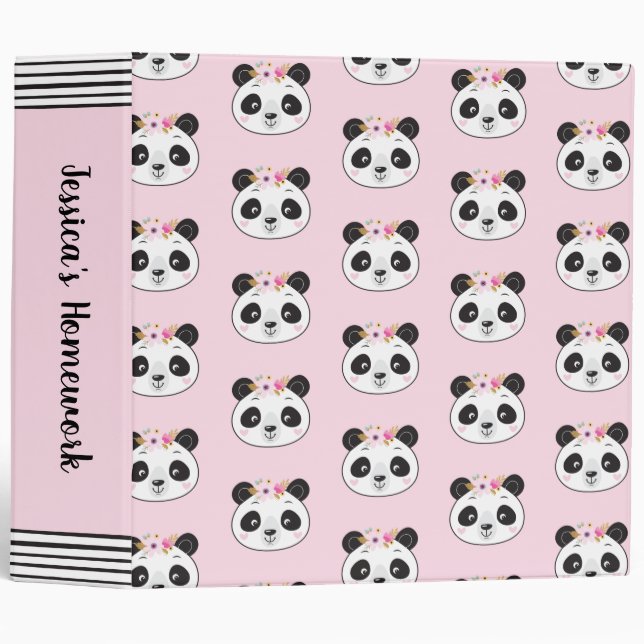 Mignonne fille rose Panda visage Classeur de l'éco (Devant/Côté)