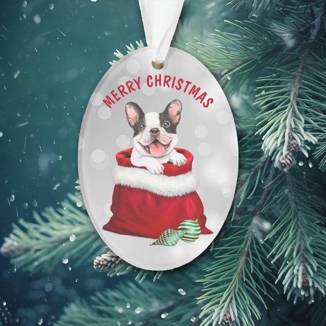 Mignonne French Bulldog Cadeau Surprise Ornement (Créateur téléchargé)
