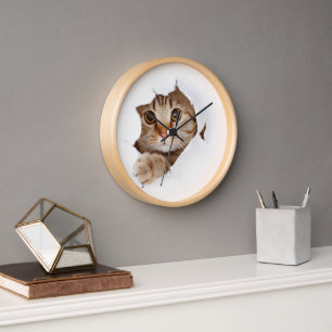 Mignonne horloge murale de chats Kitty   Amoureux 