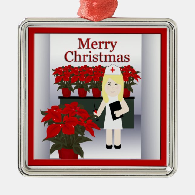 Mignonne infirmière Noël Premium Ornement 4 (Devant)