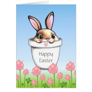 Mignonne lapin de Pâques dans un pot Plante & Fleu
