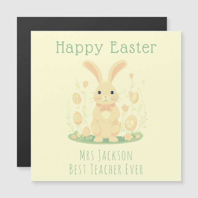 Mignonne Lapin de Pâques Enseignant Carte Magnétiq (Devant / Derrière)