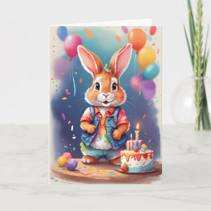 Mignonne, lapin souriant célébrant   Carte
