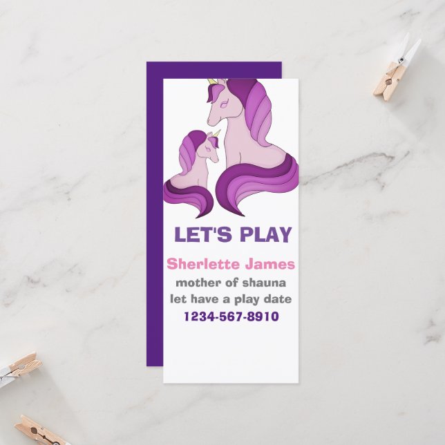 Mignonne licorne enfants téléphone carte (Devant/Arrière en situation)