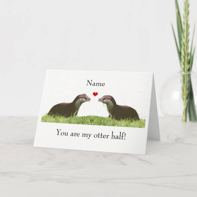 Mignonne loutre demi-anniversaire / carte d'annive (Devant)
