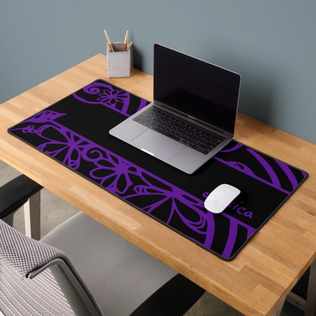Mignonne Main Tirée Doodles Violets Sur Arrière -  (Bureau 2)