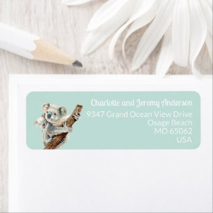 Mignonne maman et bébé aquarelle Koala sur vert cl