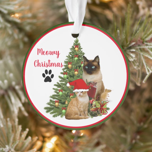 Mignonne Meowy Noël Chat Amis Ornement (Arbre)