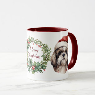 Mignonne Merry Shih tzu Chien Christmas Mug
