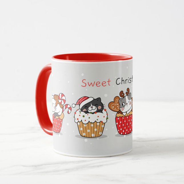 Mignonne Mug de chats de Noël (Devant gauche)
