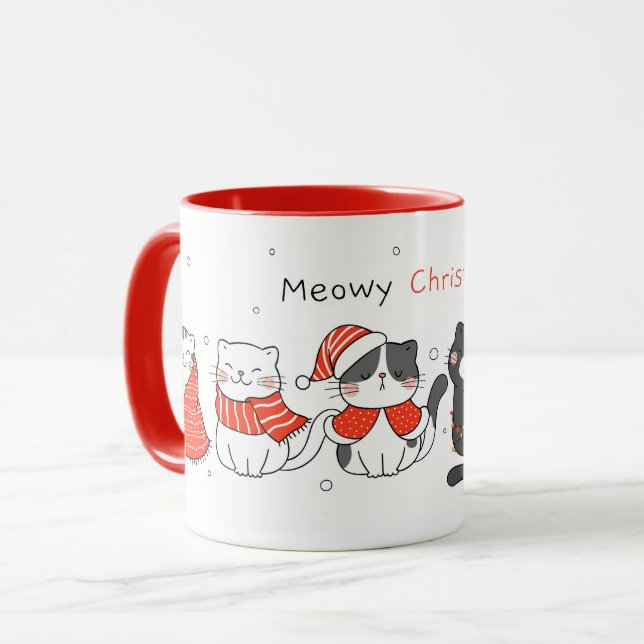 Mignonne Mug de chats de Noël (Devant gauche)