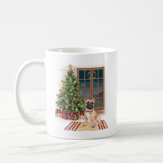 Mignonne Mug de Noël de Bulldog Français (Gauche)