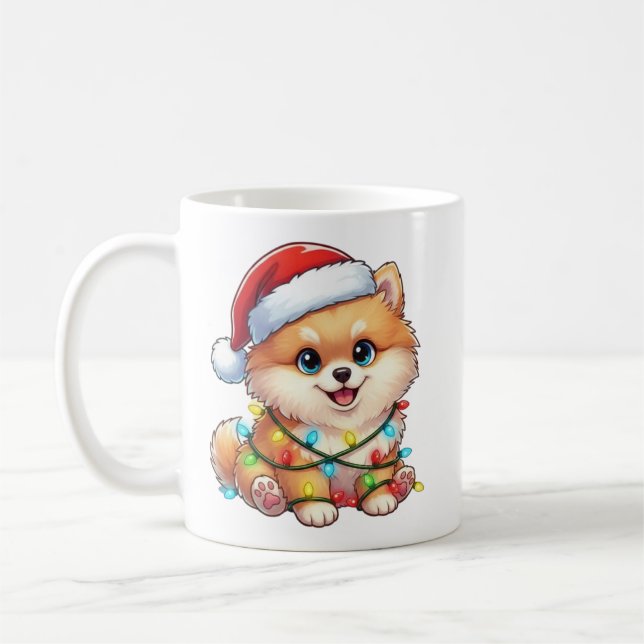 Mignonne Mug de Poméranie de Noël (Gauche)