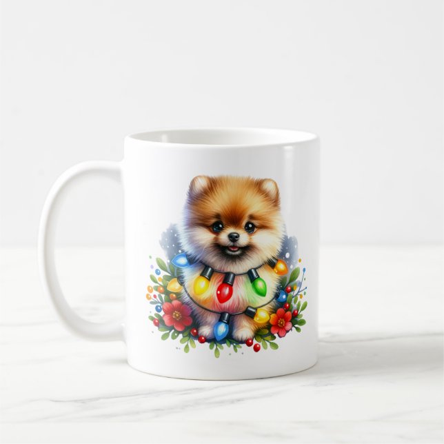 Mignonne Mug de Poméranie de Noël (Gauche)