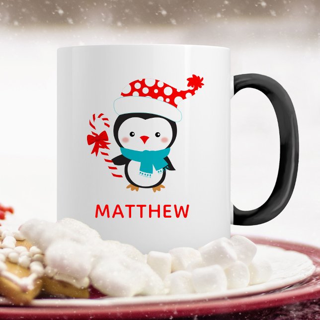 Mignonne Noël Penguin d'hiver Mug (A cute Christmas penguin mug,so fun for the Christmas season. personalize it with your name.)