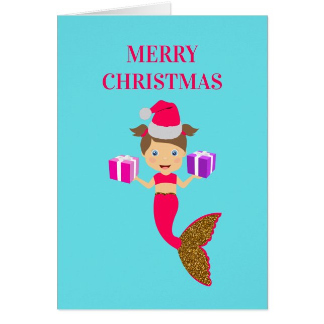 Mignonne Noël Sirène fille Santa Chapeau en mer (Devant)