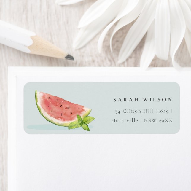 Mignonne Notre Petite Aquarelle Melon Adresse Bleu (En situation)