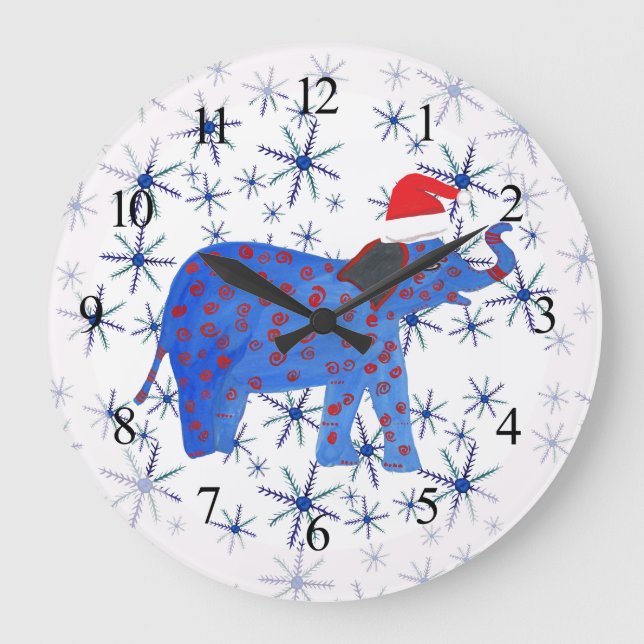 Mignonne Nouvel An Elephant Art Mur Horloge (Recto)