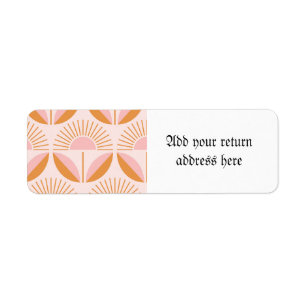 Mignonne, orange, pêche, rétro, motif floral, vint