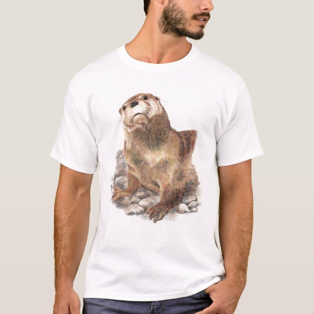 Mignonne Otter, Animal, Faune, Nature, T-shirt (Devant)