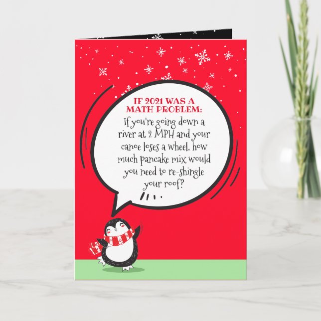 Mignonne Penguin Funny 2021 Math Problem Carte de  (Devant)