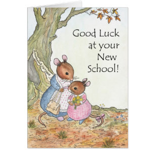 Mignonne petite souris Bonne chance Nouvelle école