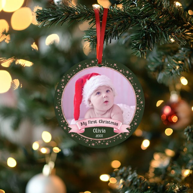 Mignonne première fille de Noël Deux garde photo (First Christmas Baby Girl ornament)