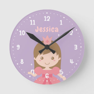 Mignonne Princesse en Filles Roses Horloge de la d