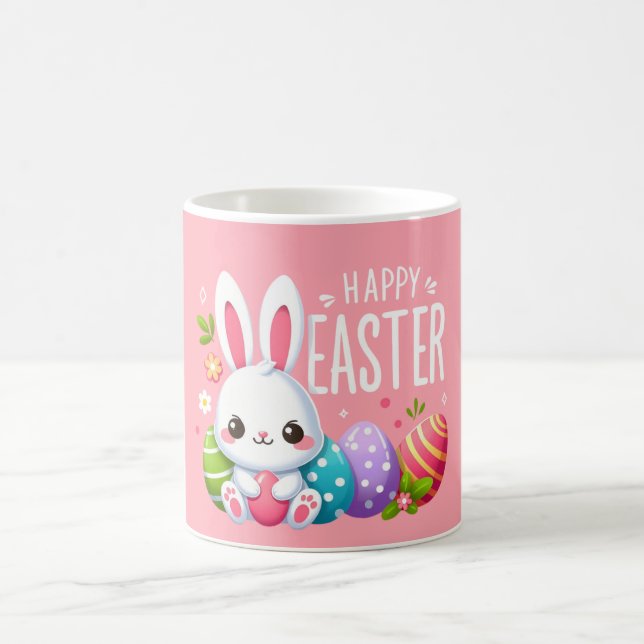 Mignonne, rose Joyeux lapin de Pâques Mug (Centre)