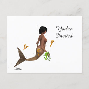 Mignonne Sirène Avec Carte Postale Seahors
