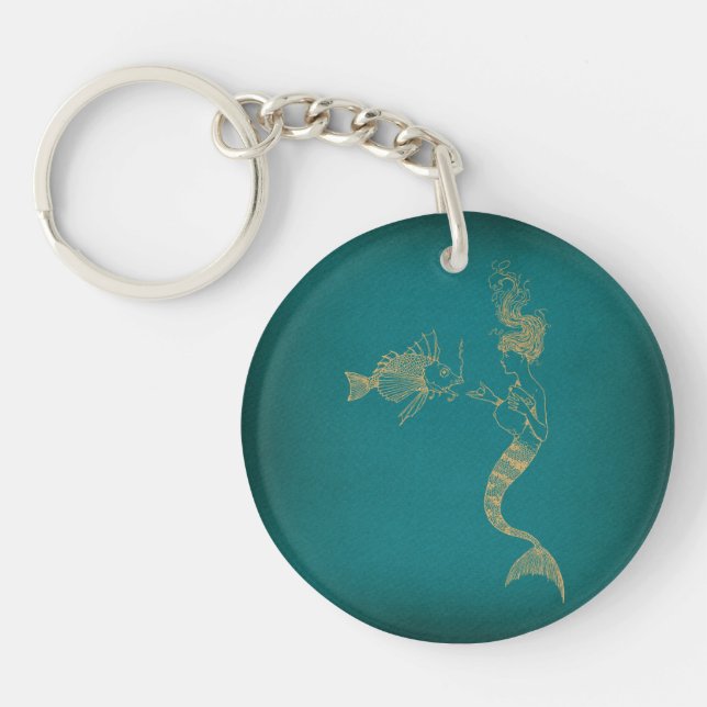 Mignonne sirène avec du poisson Art illustré (Devant)