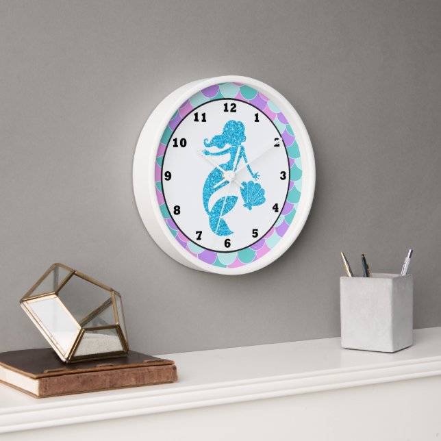 Mignonne Sirène filles horloge murale (Bureau)