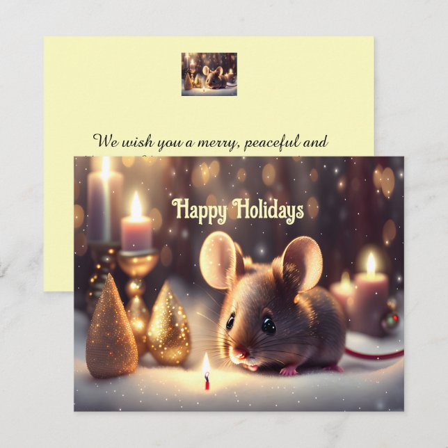 Mignonne souris fête Noël - Carte de vacances (Devant / Derrière)