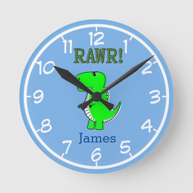 Mignonne T-Rex Dino Dino Horloge Ronde (Recto)