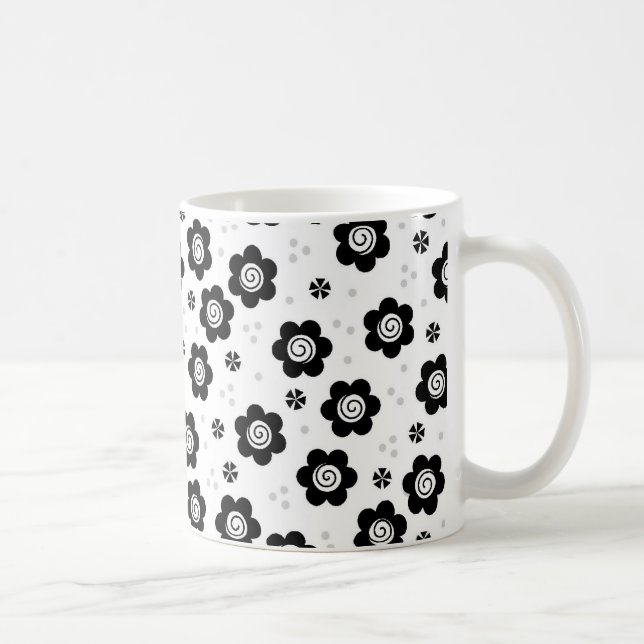 Mignonne tasse de fleurs blanches noires (Droite)