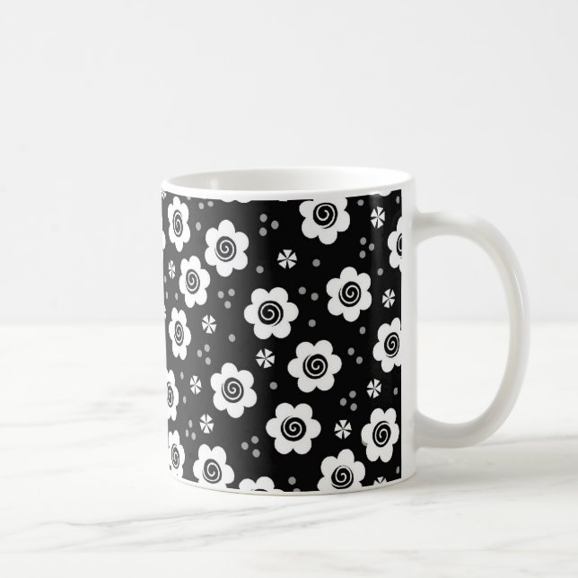 Mignonne tasse de fleurs blanches noires (Droite)