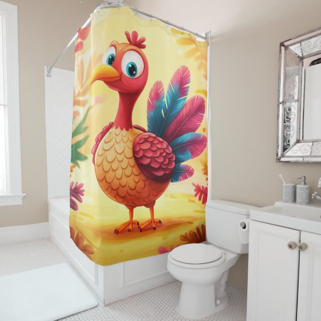 Mignonne Thanksgiving Turquie rideau de douche (En situation)