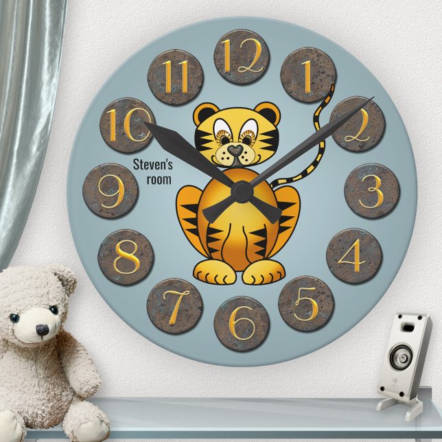 Mignonne Tigre Chambre Enfant Horloge Mur (Créateur téléchargé)