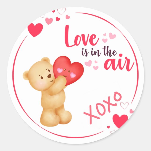 Mignonne Valentines Jour Ours avec Sticker d'amour (Devant)