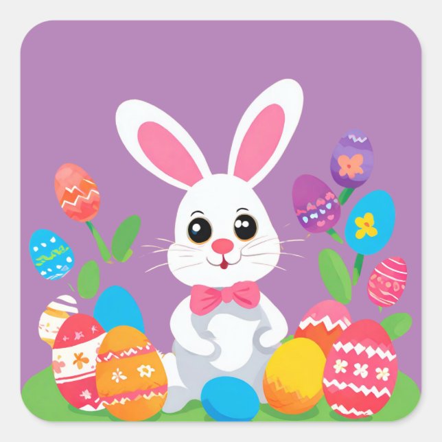 Mignons autocollants de Pâques colorés et ludiques (Devant)
