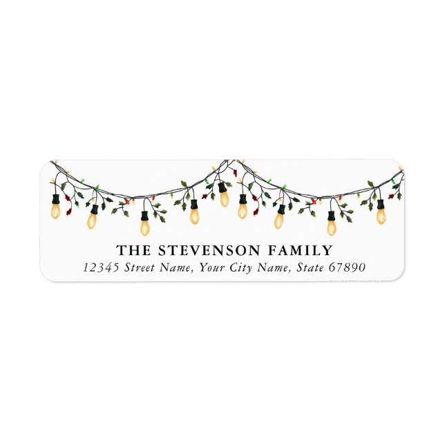 Mignons feux de Noël Retourner l'adresse Étiquette (Devant)