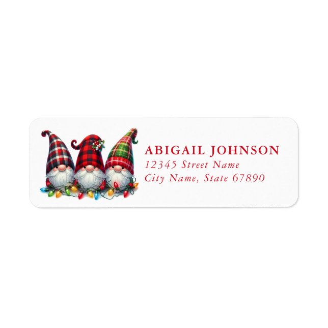 Mignons Gnomes de Noël Retourner l'adresse Étiquet (Devant)
