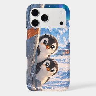 Mignons manchots qui regardent Aurore Arctique enn
