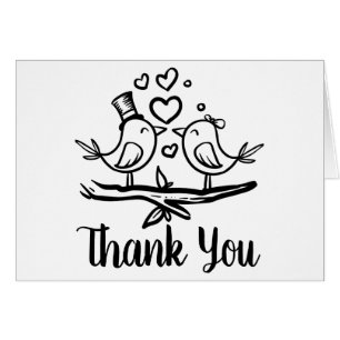 Mignons Oiseaux Noirs Oiseaux blancs Mariage Merci