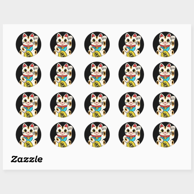 Mignons stickers japonais - chat chanceux (Feuille)